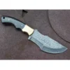 Damascus Knife Custom Handmade Tracker Knife in Buffalo Horn & Brass Bolster OAL 9.5 inches with Leather Sheath Raindrop Pattern