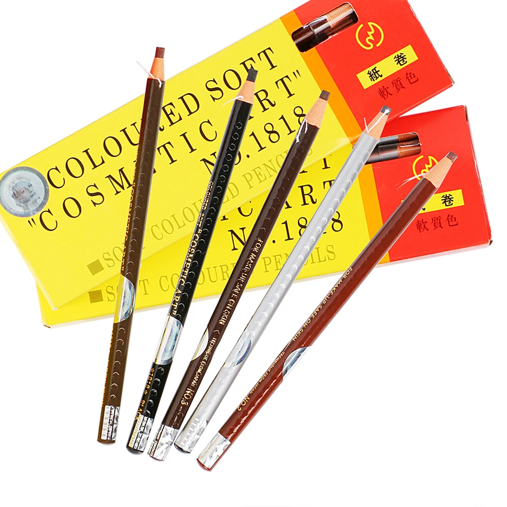 

Private Label 6 Colors Pull Eyebrow Pencil For Microblading Eyebrows, Nature brown, light brown, brown, gray,black
