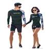 2019 New Rash Guards Men Women 2 Pieces Long Sleeve Shirt Shorts Black Couples Swimwear Surfing Bathing Suits Rashguard Wetsuits