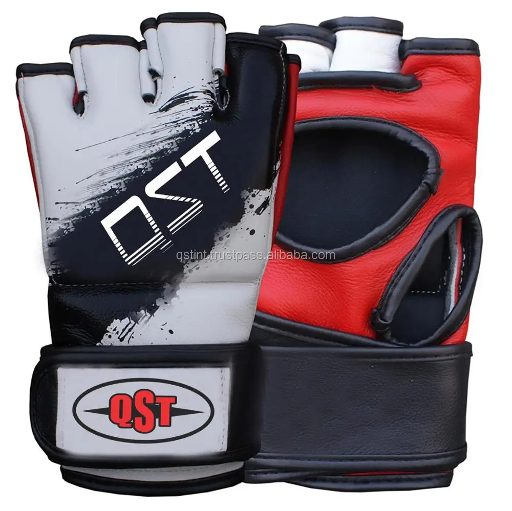White Leather Ufc Mma Grappling Gloves For Best Fight Training Boxing