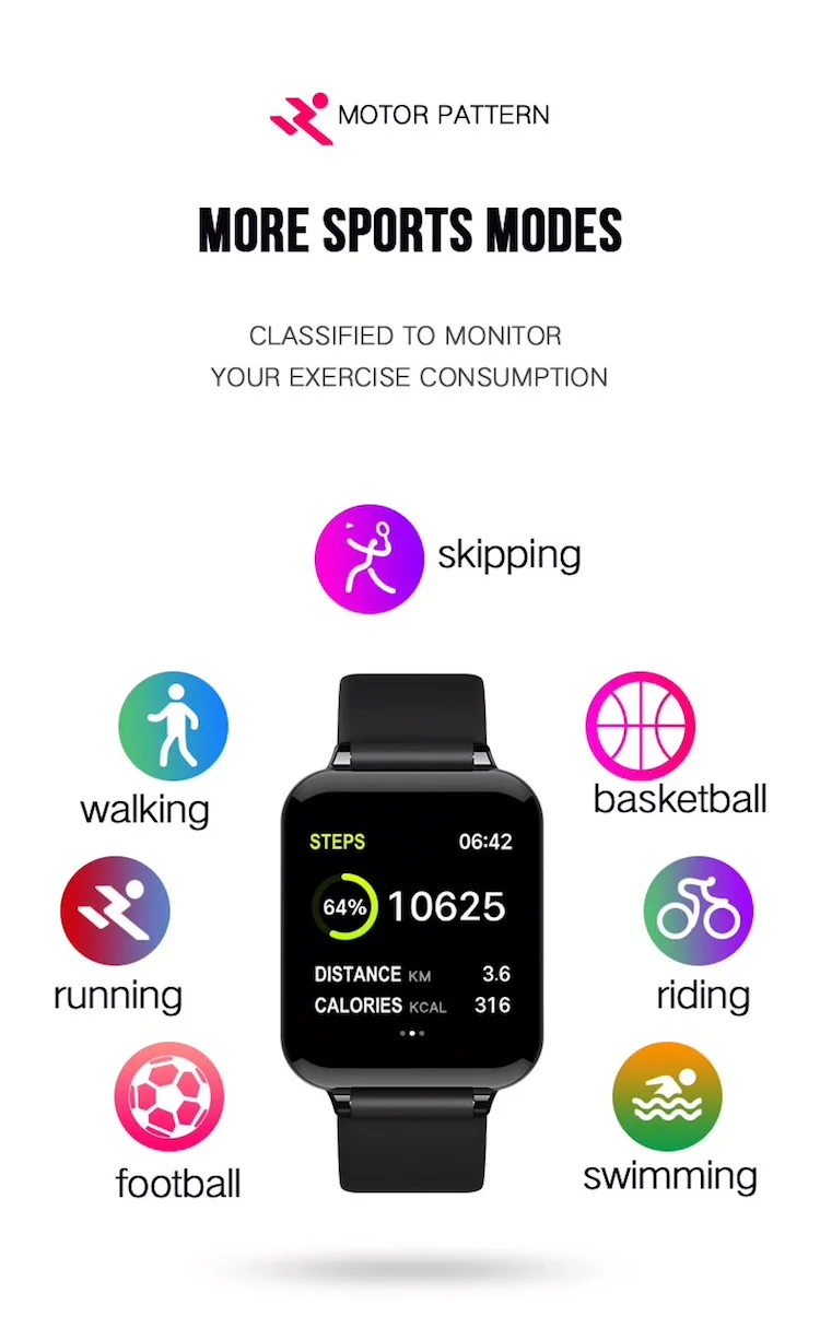 2019 Fitness Sports Watch Ip67 Smart Bracelet B57 Heart Rate Monitor