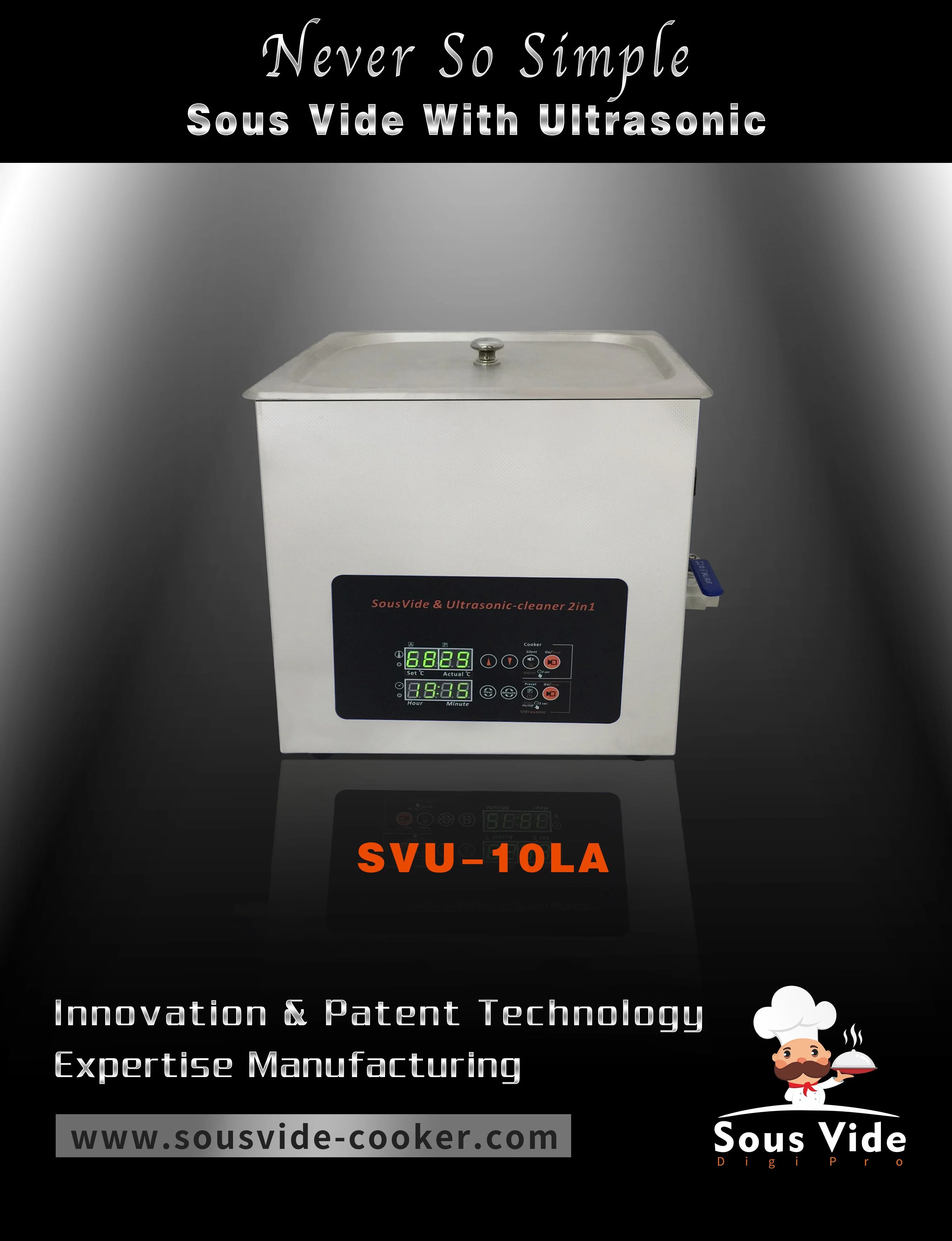 
Innovative Sous Vide cooker with Ultrasonic Even Precise temperature all the tank 2in1use as Cleaner plus 10L Sous Vide cooker 