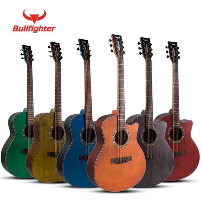 

Bullfighter D1 41 inch colourful solid top cutawayacoustic guitar with low price acustic, As picture
