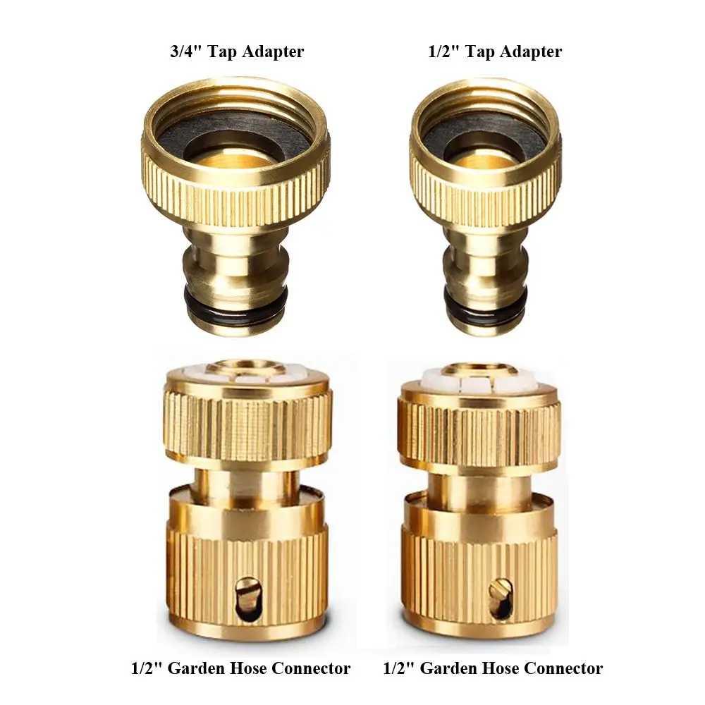 3//4/" Garden Hose Pipe Tap Connector Fittings Brass Water Quick Adaptor 1 Set