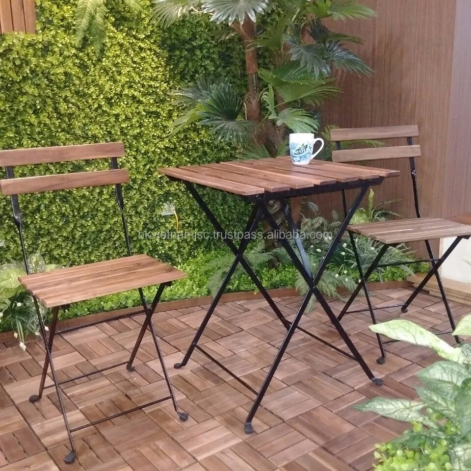 Portable Folding Table And Chairs Set For Garden/ Balcony/ Coffee Shop