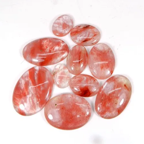 樱桃裂纹玻璃宝石 14 x 10毫米椭圆形玫瑰切割手工制作的宝石