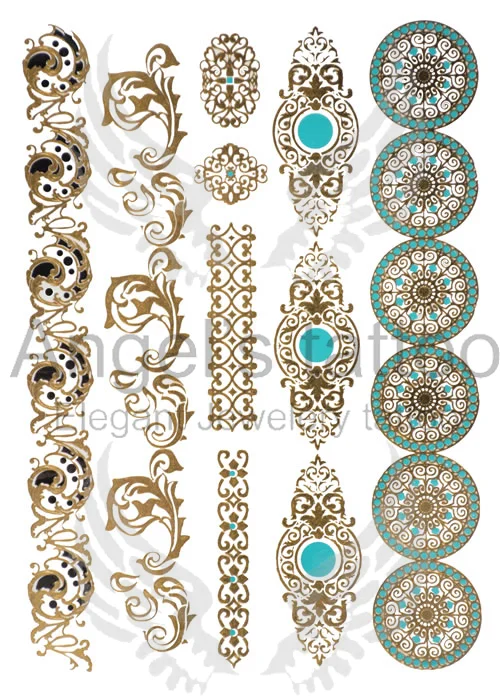 Fashionable Woman Jewelry Thalia - Flash Metallic Temporary Tattoo - Gold & Silver Color