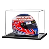 Customized Made Half Scale Crash Helmet Acrylic Display Case with Wooden Base
