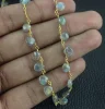 Gold Plated Rosary Chain Natural Blue Flash Labradorite Gemstone Pear & Heart Shape Beads