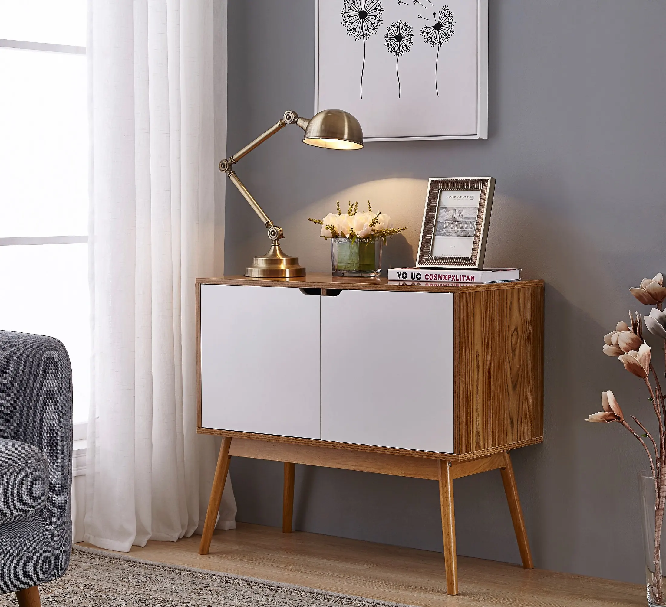 Console Storage Cabinet Find Deals On Get Quotations White Woodgrain Mid Century Style Console Sofa Table Storage Cabinet Sideboard With 2 Doors