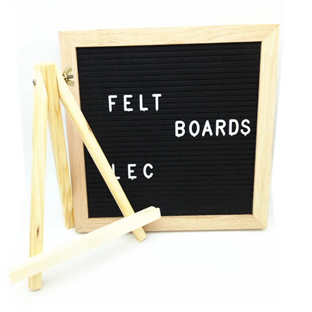 
Factory Price 10 x 10 Oak Wood Frame Felt Letter Board with Plastic Letters 
