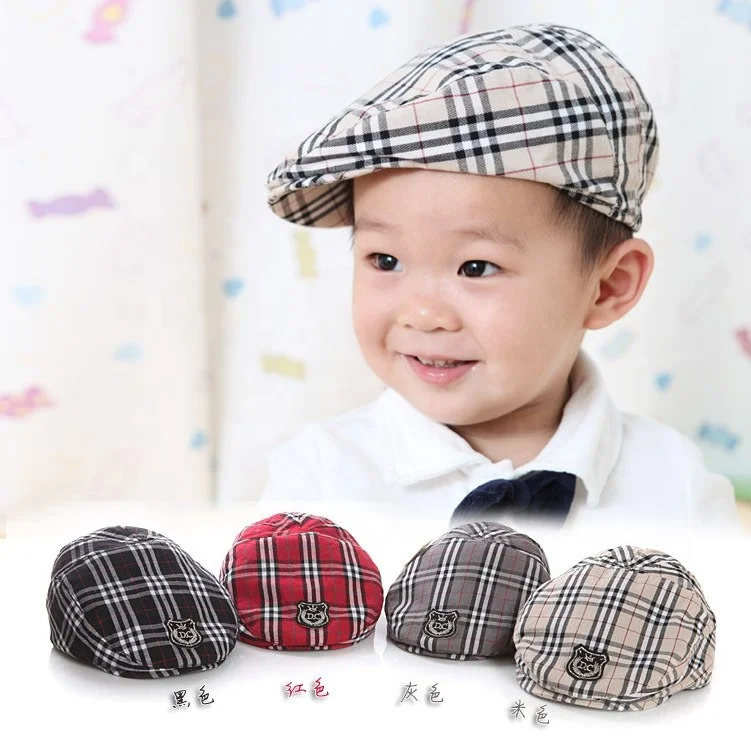 
48cm 50cm Baby Checked Flat Beret Kids Cap Hat  (50046083919)