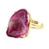 Natural Geode Druzy Prong Setting 24k Gold Plated Adjustable Gemstone Ring Buy in Wholesale Jewelry