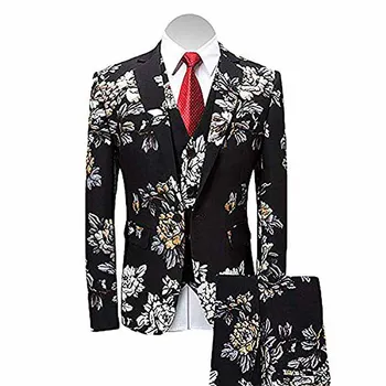 Men's 3 Piece Suit Floral Slim Fit Stylish Prom Tuxedos Pattern Print ...