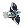 Gracious Fashionable Iolite & Turquoise Gemstone 925 Sterling Silver Ring Jewelry