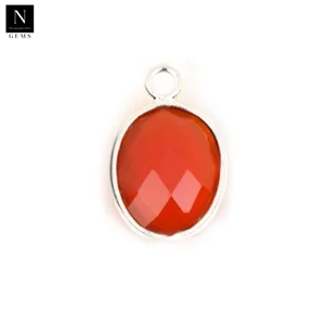 Silver plated 9x11mm oval shape single bail gemstone connector jewelry link supplies