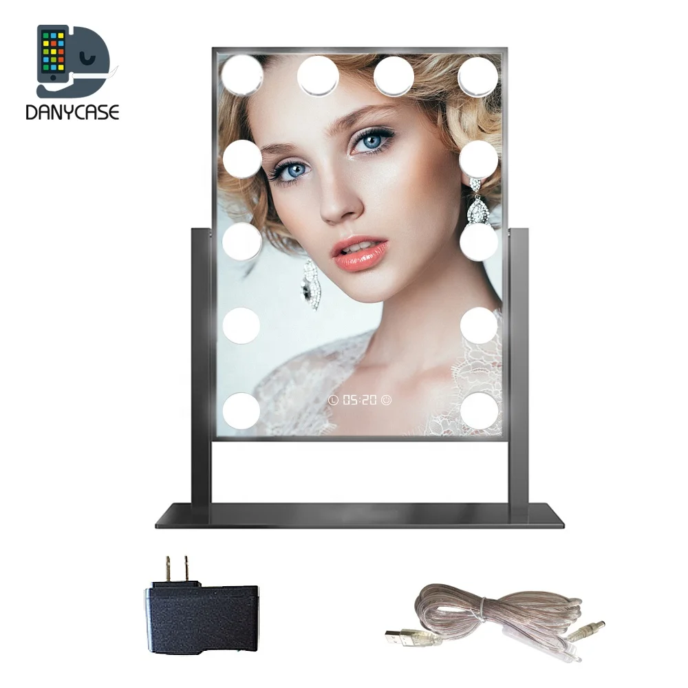 

Lighted Vanity Mirror Hollywood Style Make-up Tabletops Large Cosmetic Mirror with 12 x 3W Super Bright Dimmable Touch Control, Black;white;rose;gold rose;pink;blue