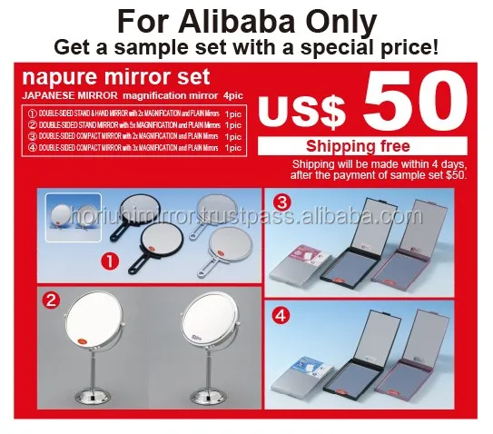 
Hot sale long handle customized logo plastic double sides makeup hand mirror 