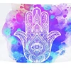 Hamsa Decor Tapestry Praying Hands Paisley Mandala Religious Patterns Sign Evil Eyes for Protection Art, Wall Hang