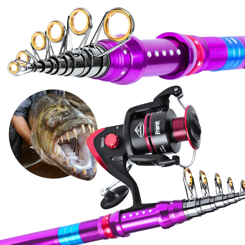 

1.5M-3.6M Fishing Rod Combo FULL Kit Travel Fishing Tools Telescopic Fishing Reel Set With Line, Black