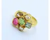 Wholesale Price Good Quality Natural Awesome 18" Gold Plated 925 Sterling Silver Multi Tourmaline Rough Ring