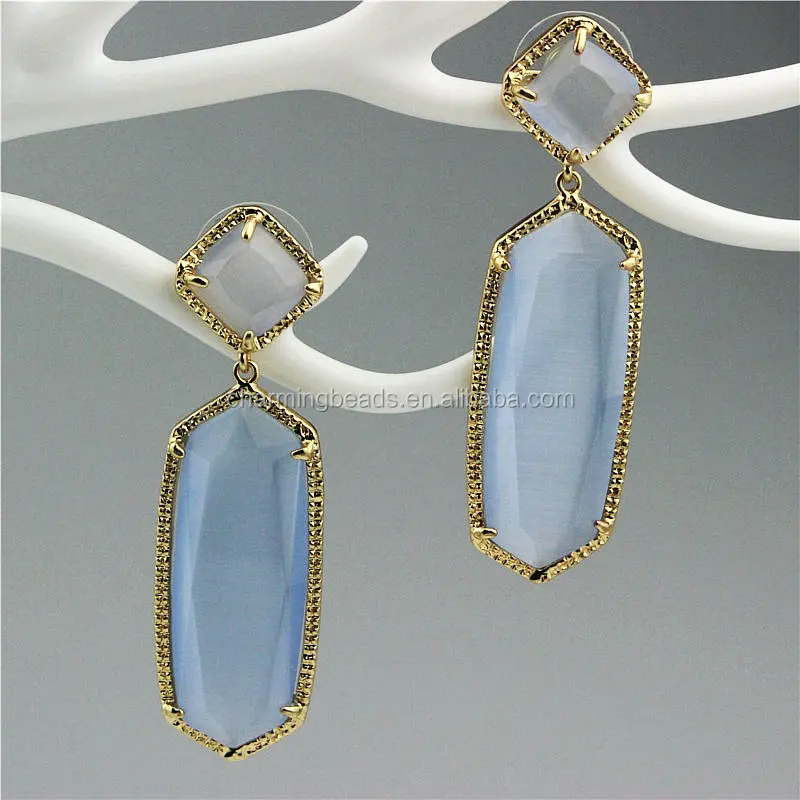 CH-ZSE0295 rhinestone stone pendant earring,pave crystal pearl stud earring,fashion cat eye stone earring jewelry