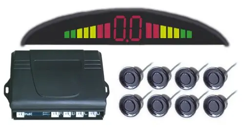 Parking Reverse Backup Radar System,car parking system,Car LED Parking sensor system with 8 sensors(front 4/ rear 4), LED rader ,Alarm by English speech