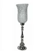CLEAR CRYSTAL CANDLE HOLDER SILVER