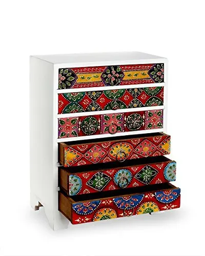 Wooden Chest Of Drawers With Cabinet Compartments With Hand