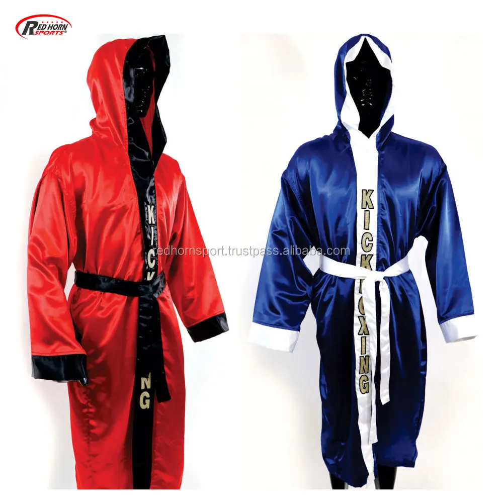 Satin Sports Boxing Robe With Hood,Custom Logo Robes By Red Horn Sports
