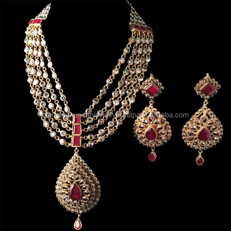 24 Carat Gold Plated Kundan 5 Lada Rani Haar Set - Buy 22k Gold Kundan ...