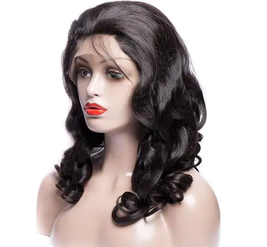 

Alimice/Unice natural black human hair lace front wig wholesale loose wave lace front wig human hair 200 density full lace wig, Natural color lace wig