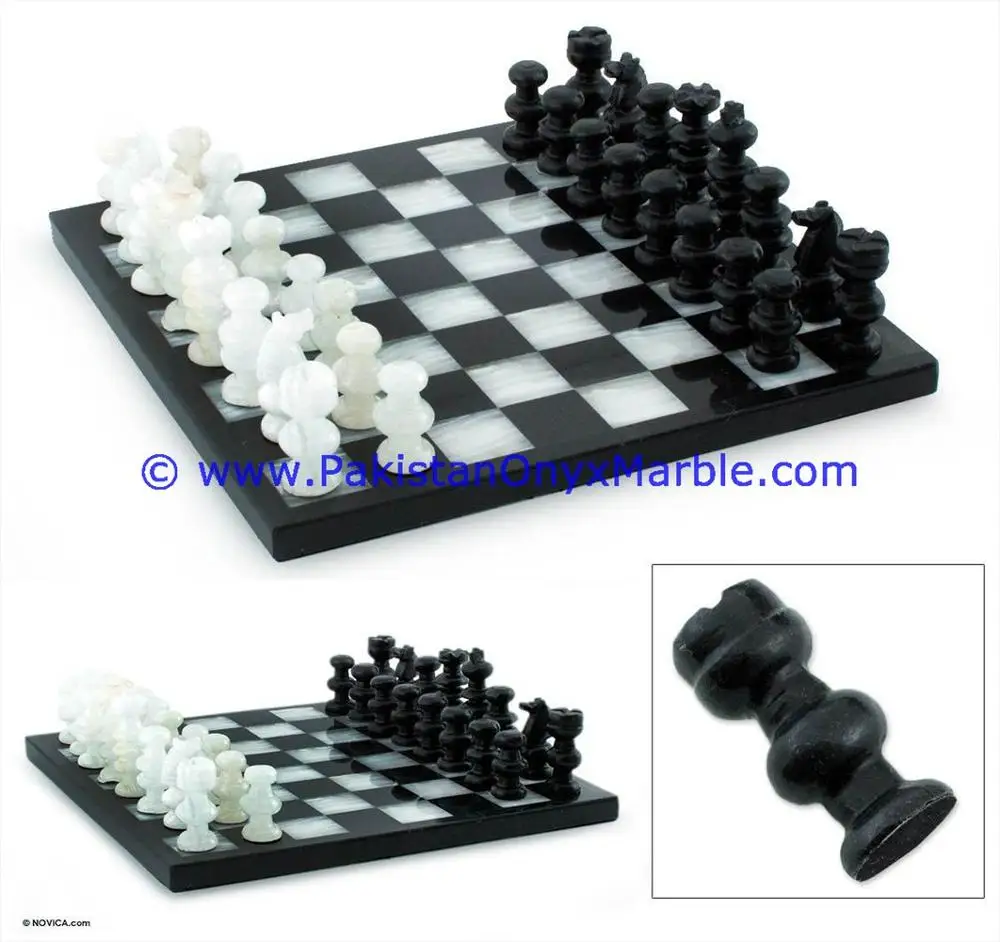 Jogo de Xadrez em Mármore Natural 32pçs - 44x44x4,7cm -  JXM01-LMARMERBUTIKDecoraçãoMarmer Butik - Home Decor