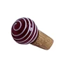 Vintage Round Stripe Glass Knob Bottle Stoppers With Cork [CBS 341]
