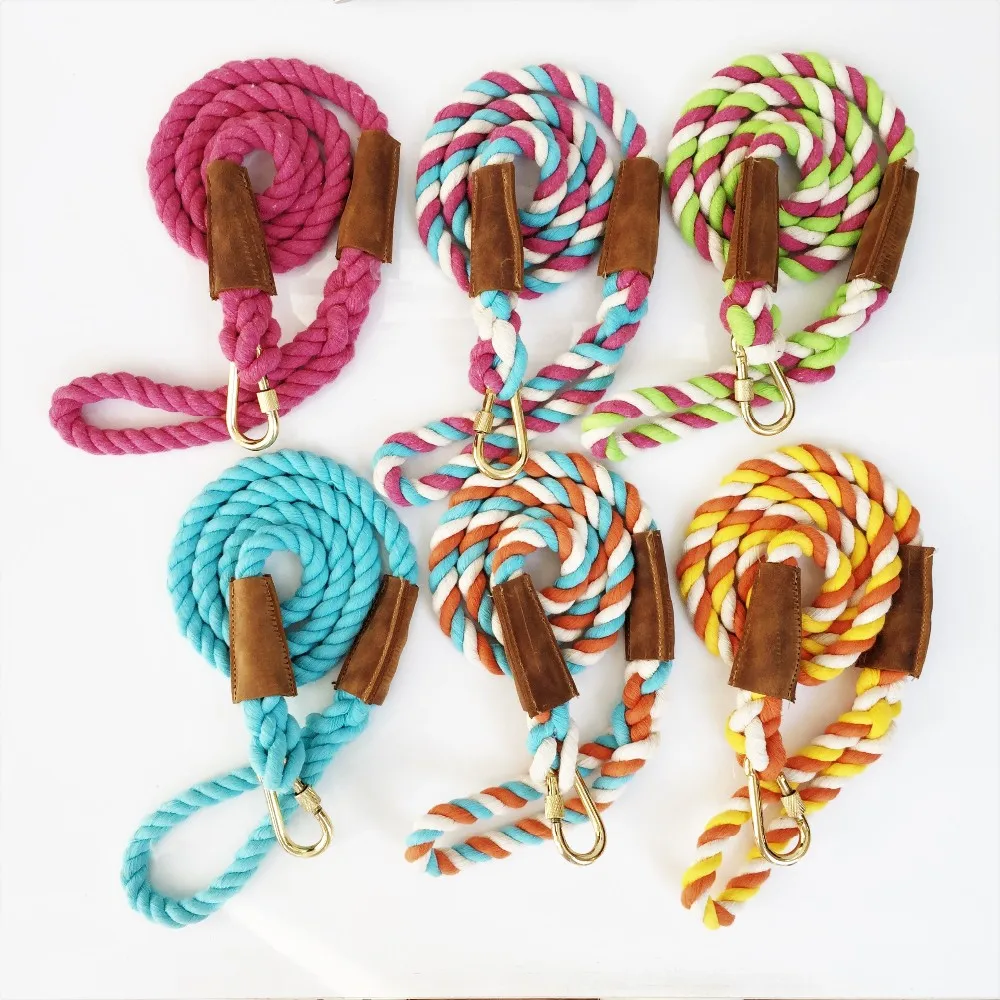 Cotton Rope Dog Leash And Genuine Leather Dog Leash Buy Dog Leash,Dog