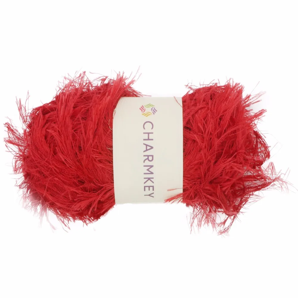 Charmkey Fancy Fluffy Polyester Soft Shining Knitting Feather Yarn For
