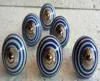 High quality hand painted white and blue lining tomato shape silver fitting fancy ceramic door knob