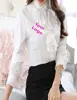 2019 new long sleeve white chiffon office fashion ladies OEM Your Embroider Logo shirts blouse