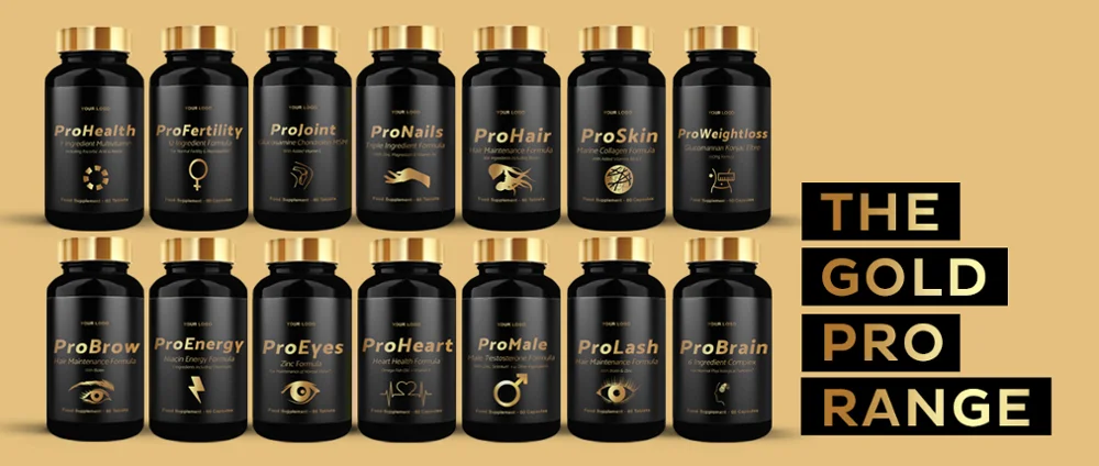 
Gold Pro Weightloss Slimming Capsules - Food Supplements - Round Premium Bottle - Private Labelled - Wholesale Diet Supplements 