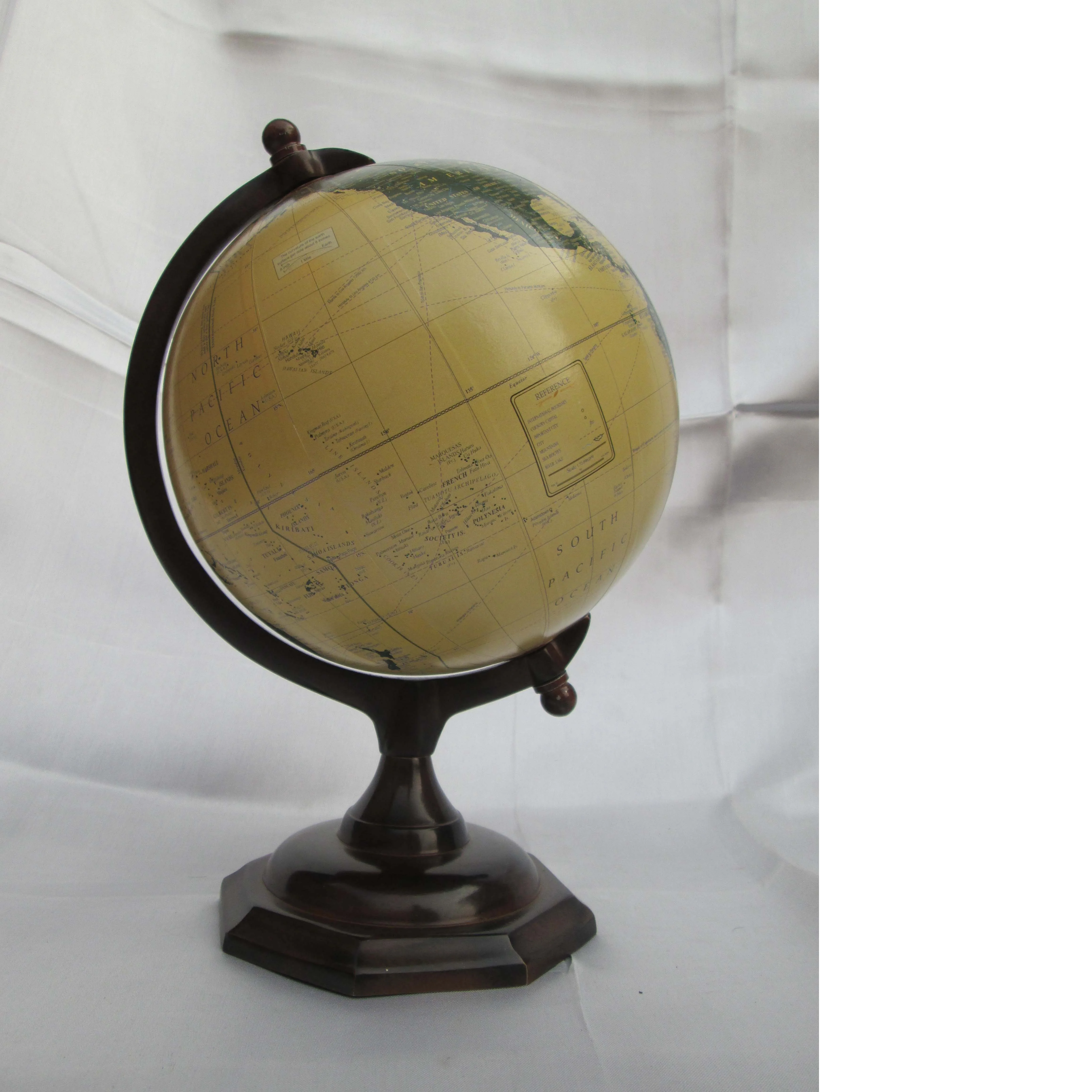 Antique Desk Globe With Sea Route Air Route And World Major Cities
