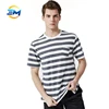 Custom mens summer casual wear plain round neck soft cotton high quality short sleeve stripe tshirts with pocket