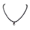 Hematite Pave Diamond Beads Clasp Silver Necklace