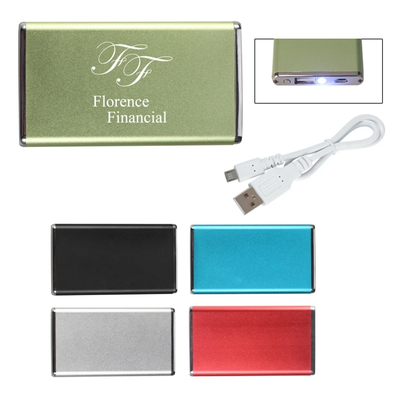 UL Listed Ultra Slim Power Bank - has extra bright white LED flashlight and comes with your logo