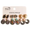 2018 top selling lady simple retro 6 pairs set earring stud