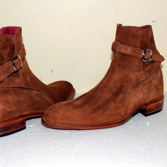 New Handmade Mens Latest Jodhpur Suede Ankle High Boots with Leather Sole