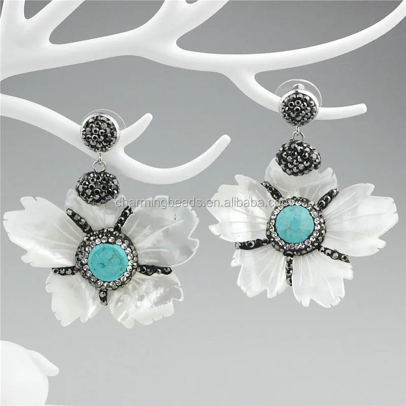 CH-ZSE0408 wholesale pave crystal connector pendant stud earring handmade,fashion stone jewelry pearl dangle earring hot sale