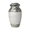 Pearl White Meena Adult Brass Classic Cremation urn with Chrome Nickle finish