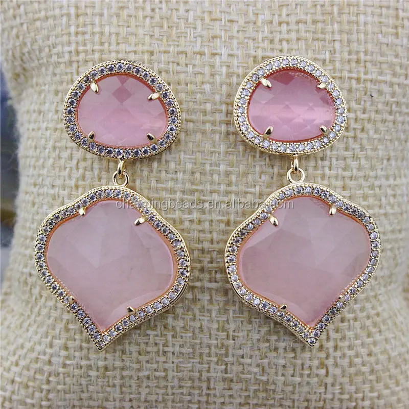 CH-ZSE0570 jewelry stone cat eye stud earring,fashion heart shape gemstone dangle earring,CZ jewelry earring