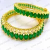 2018 Latest 22kt Gold Plated Emerald Studded Stone Fashion Designer Fancy Side Lock Bangles Set