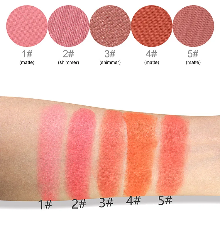 

FUNDY BLUSH MAKEUP 5 shades 43mm single black container private label orange rouge powder blusher